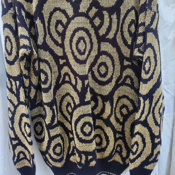 Vtg 80s GFC Black Gold Sweater NWT - Picture 8 of 12
